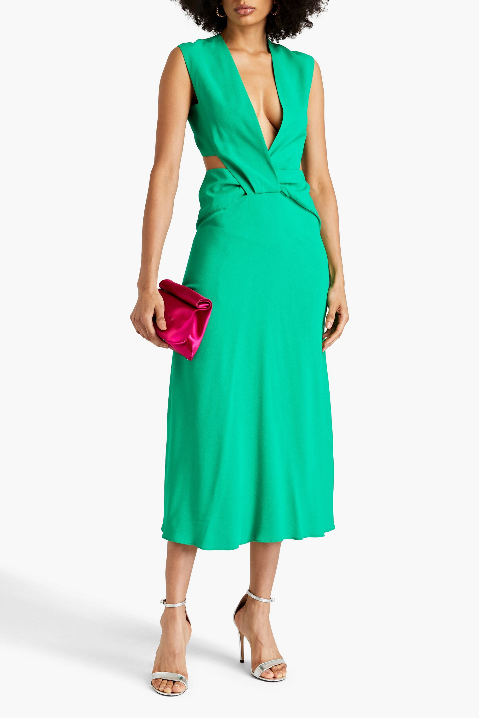 Victoria Beckham Cutout twisted crepe midi dress