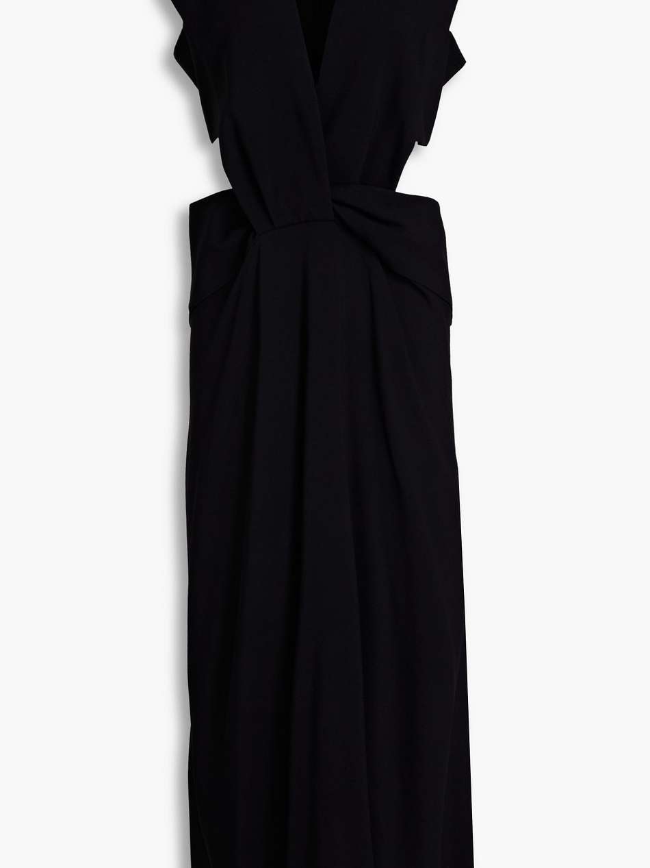 cutout twisted crepe midi dress