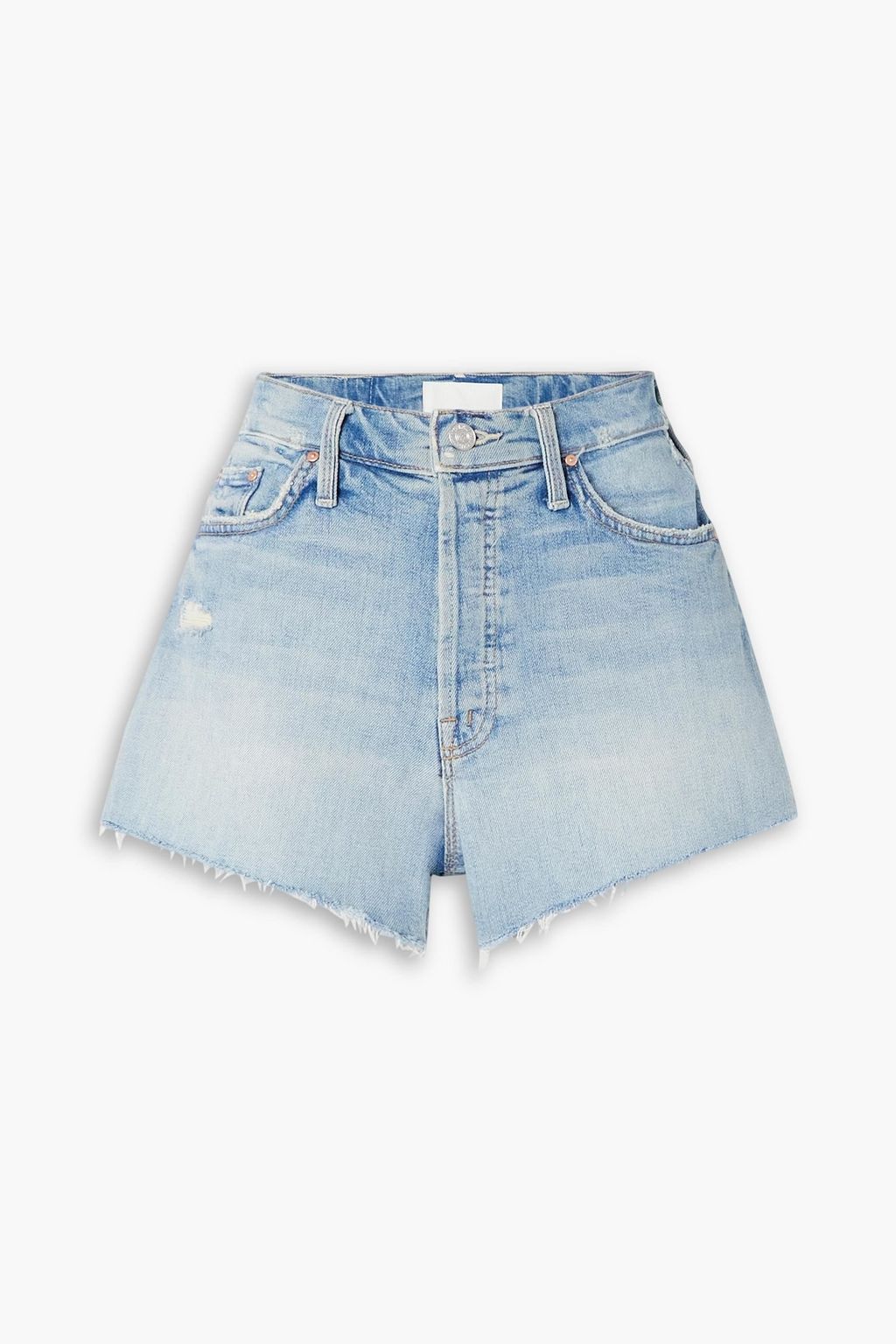 High rise hotsell frayed denim shorts