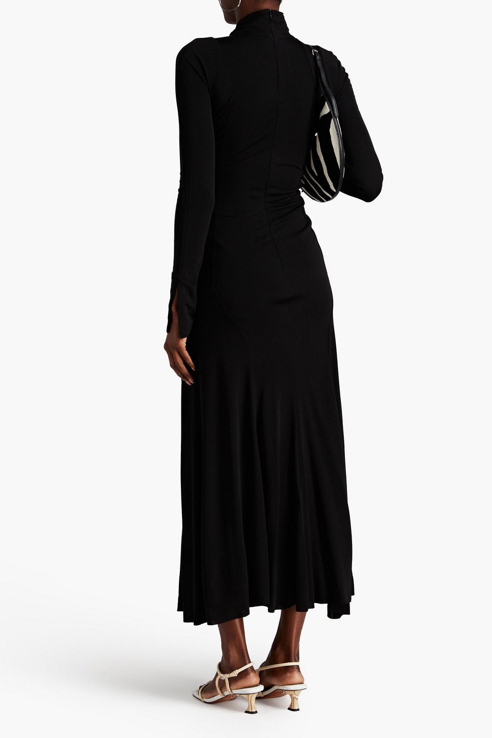 Victoria Beckham Twisted Cutout Stretch-jersey Midi Dress In Black