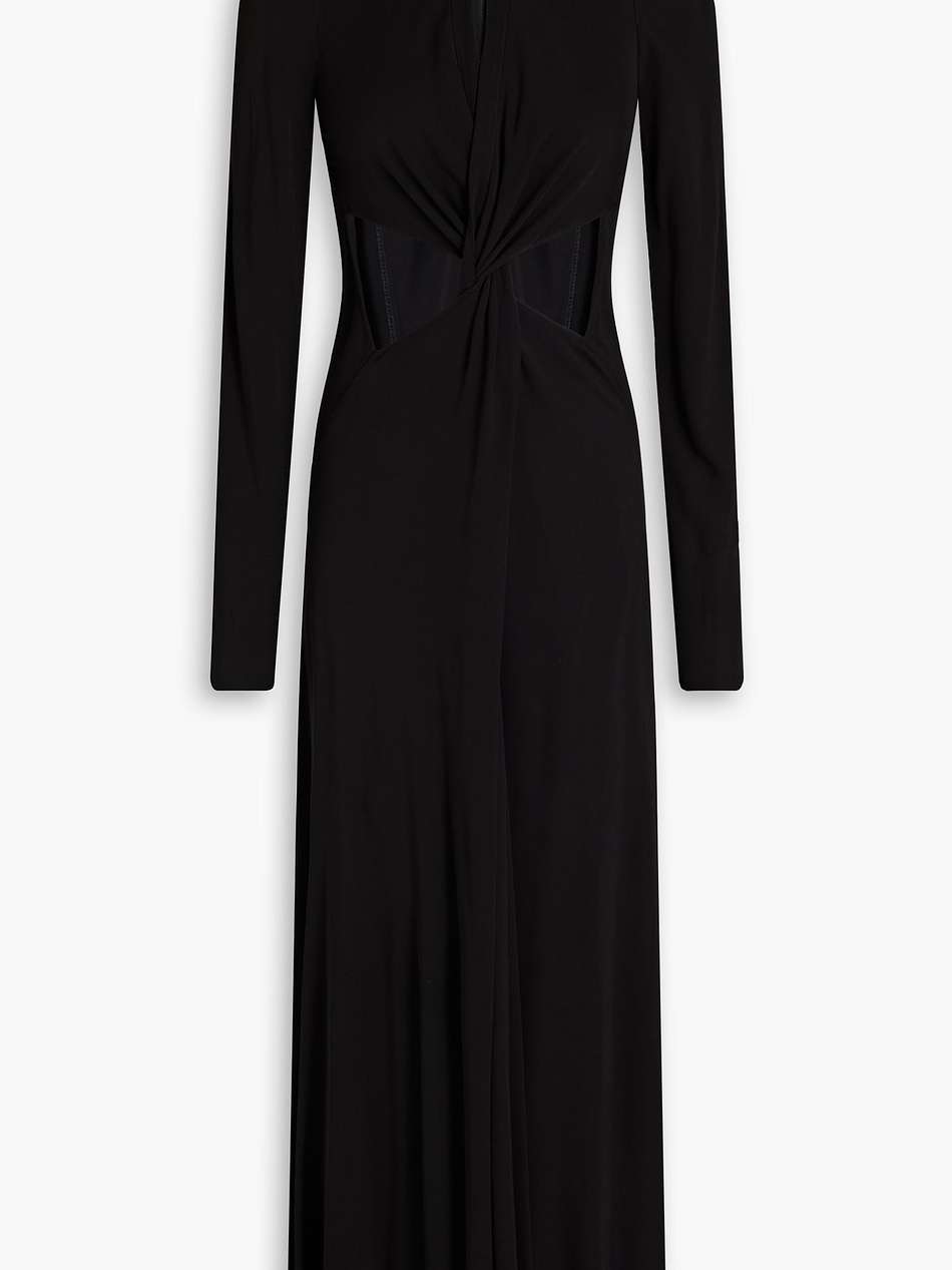 cutout twist-front jersey midi dress