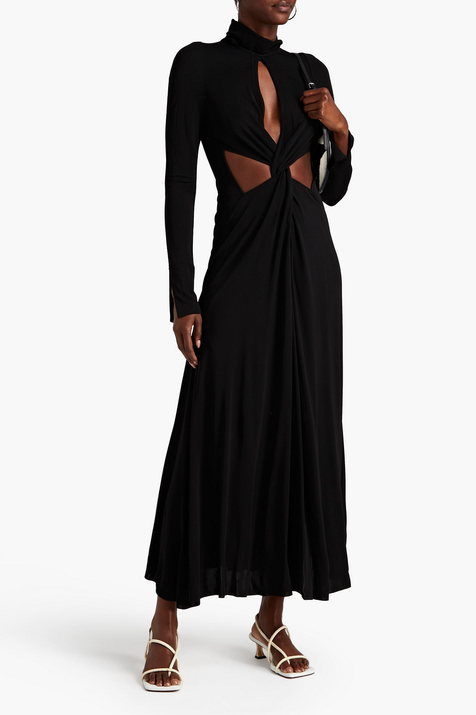 Victoria Beckham Twisted Cutout Stretch-jersey Midi Dress In Black