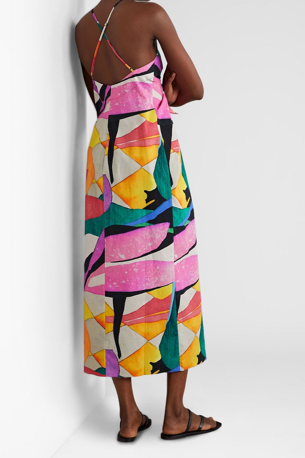 MARA HOFFMAN Lolita knotted printed cotton-poplin dress