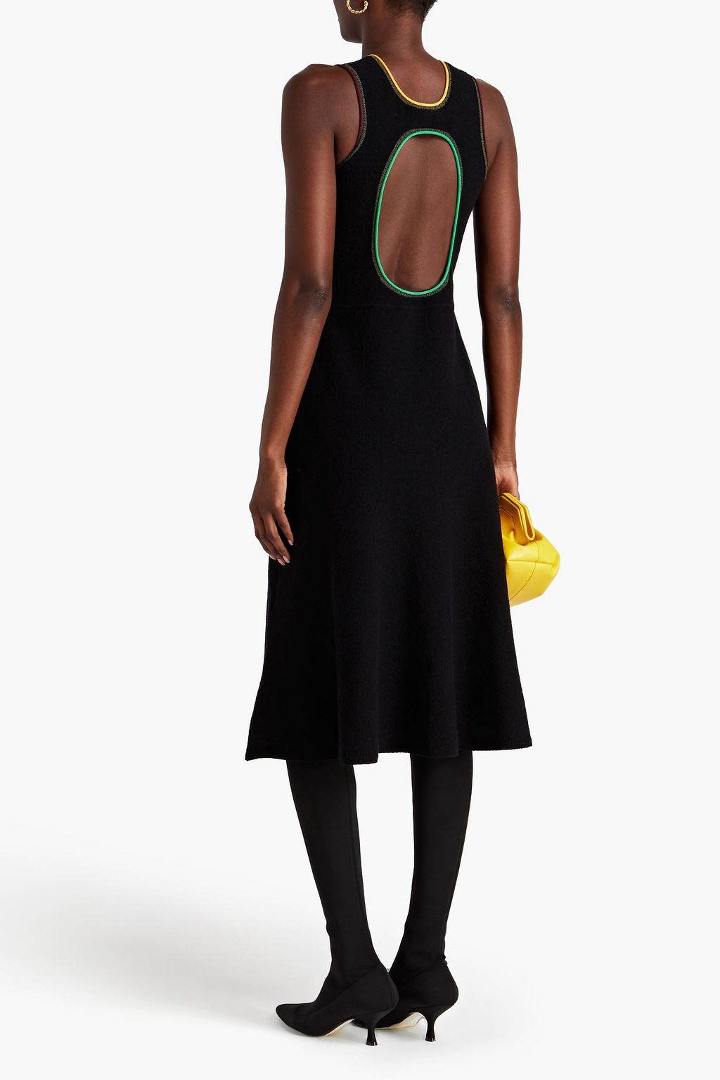 VICTORIA BECKHAM コットン混ブークレ ミディワンピース カットアウト