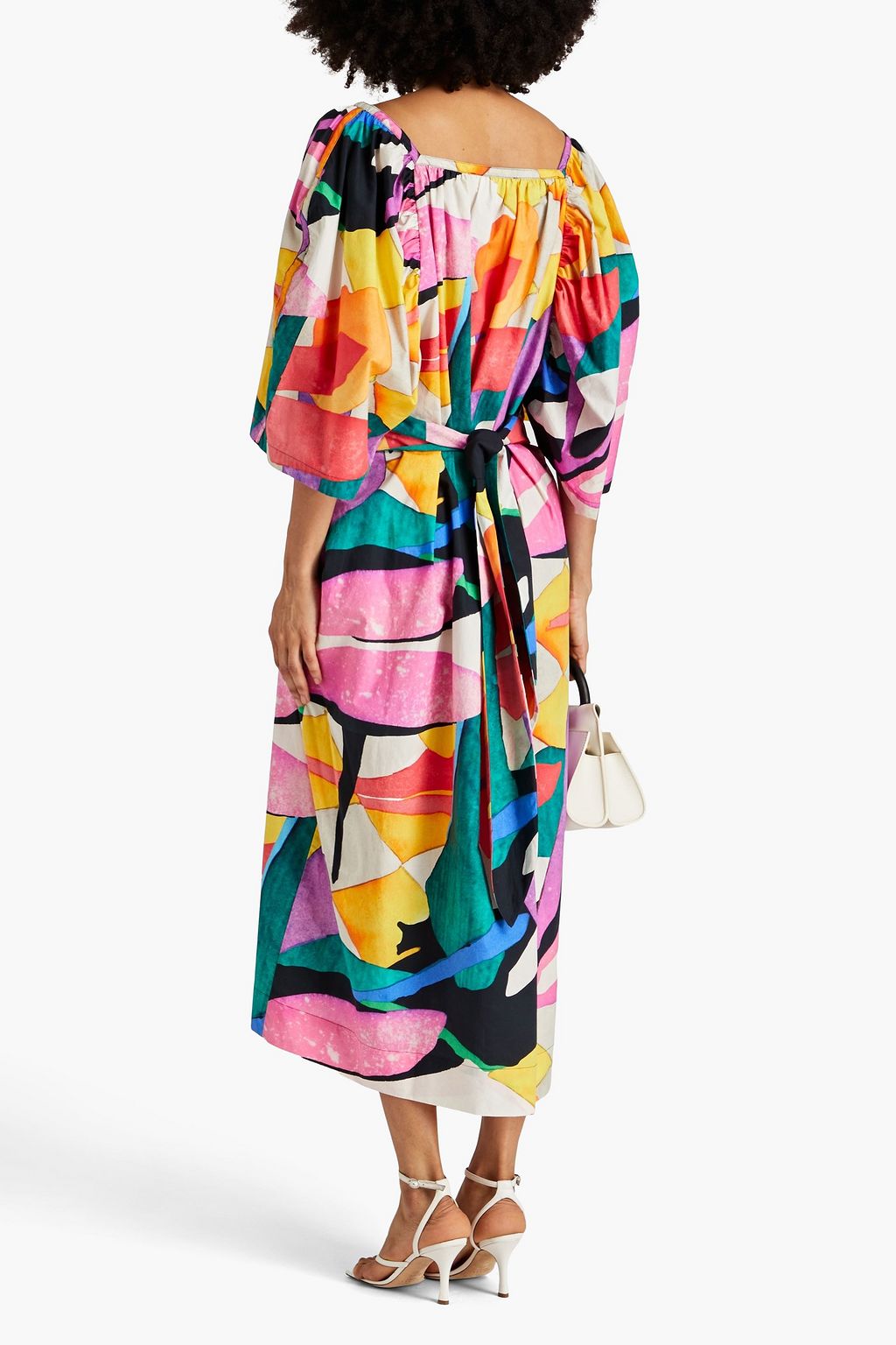 MARA HOFFMAN Sara belted printed cotton-poplin midi dress
