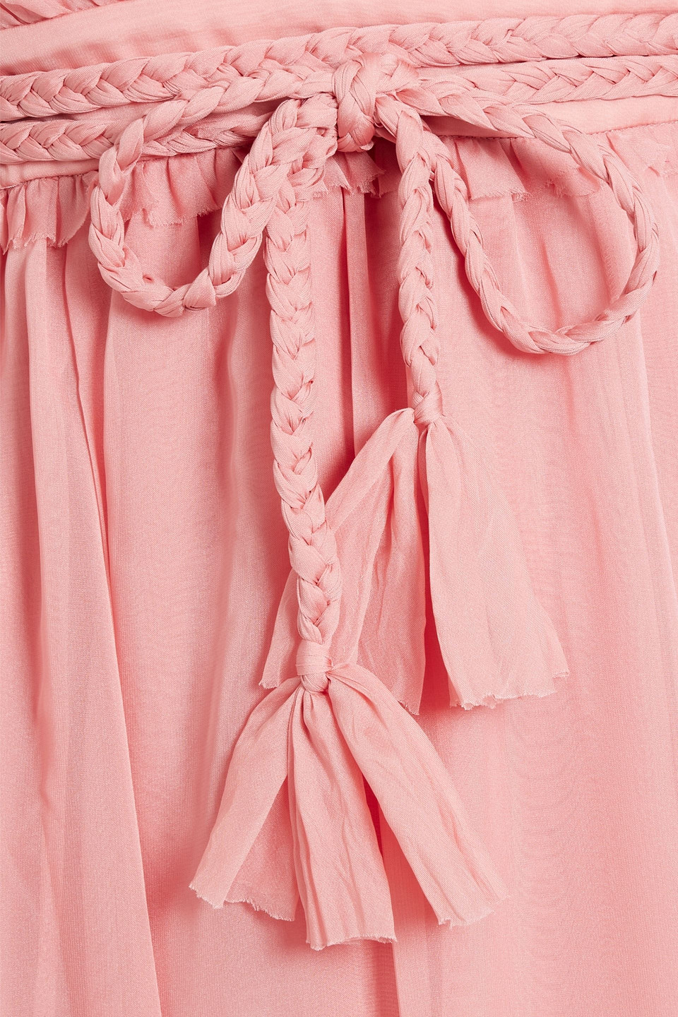 Shop Alice And Olivia Carisa Braid-trimmed Chiffon Gown In Baby Pink