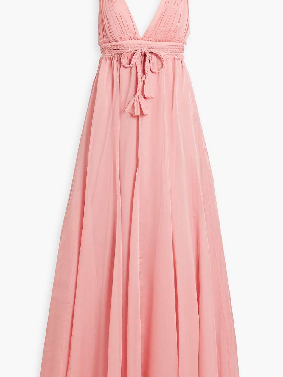 carisa braid-trimmed chiffon gown