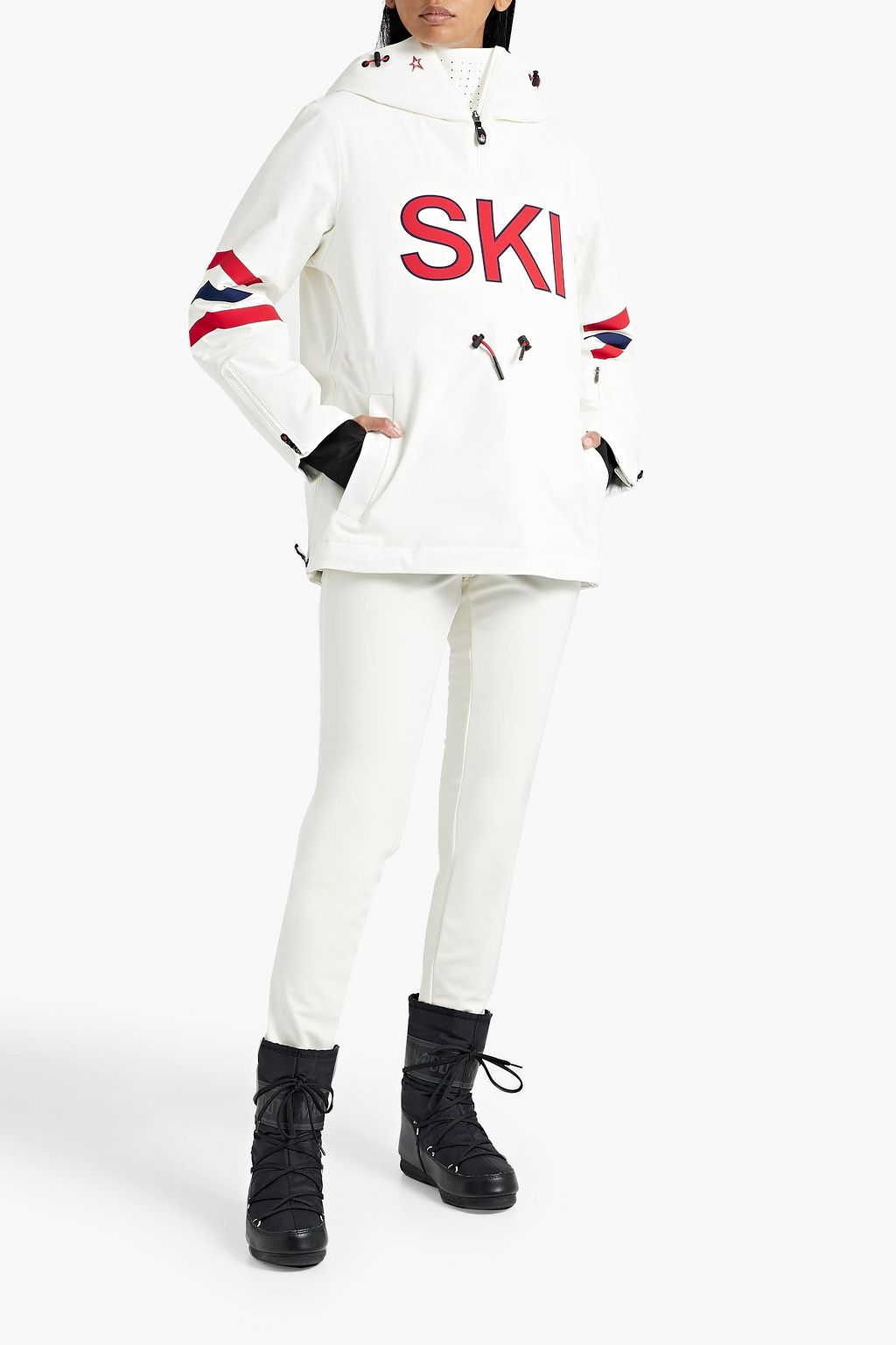 PERFECT MOMENT Printed hooded half-zip ski jacket