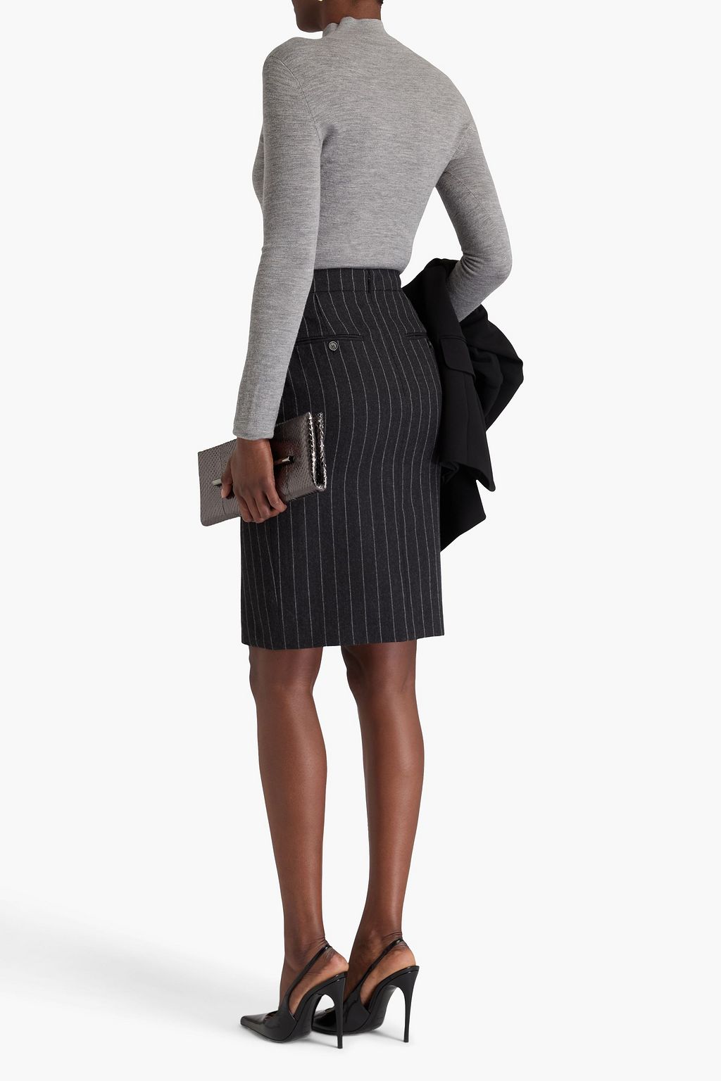 SAINT LAURENT Pinstriped wool pencil skirt