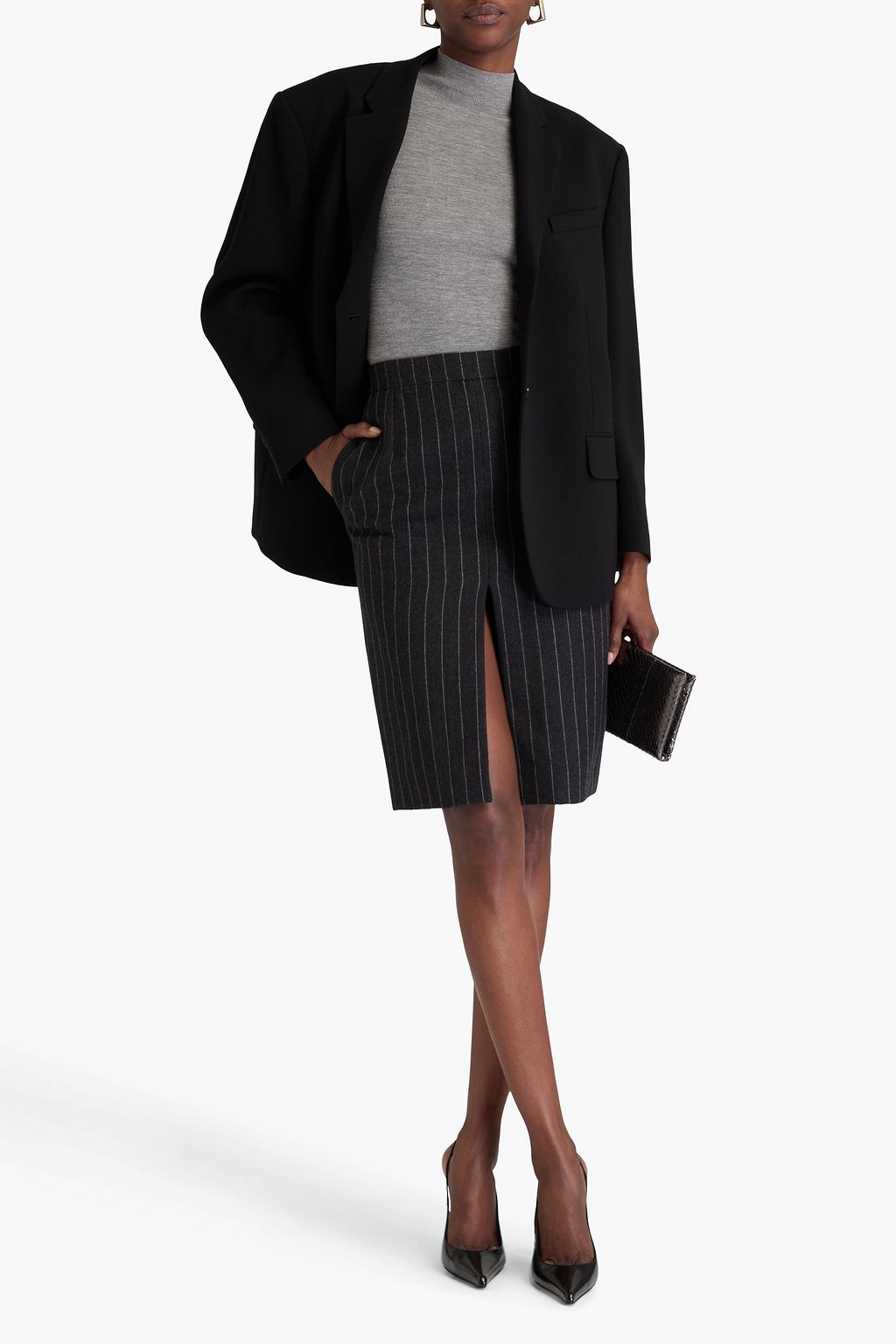 SAINT LAURENT Pinstriped wool pencil skirt