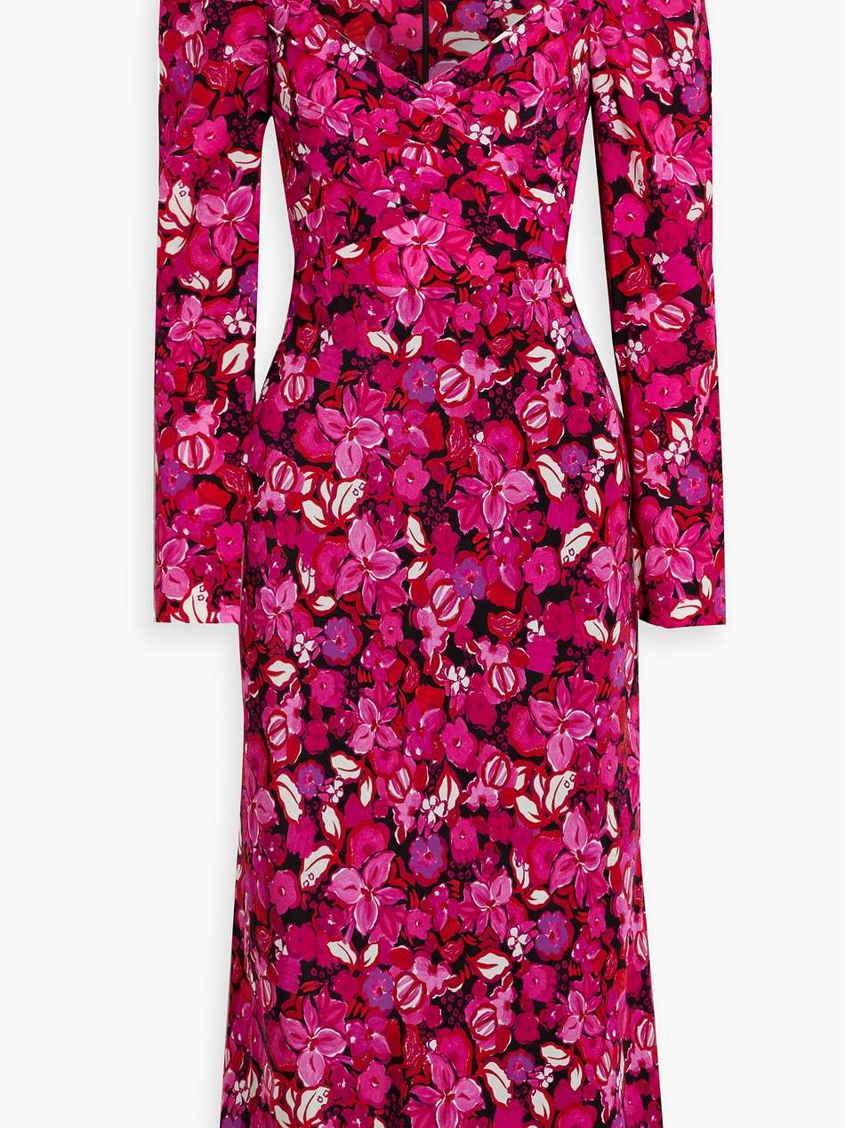 branble floral-print silk-crepe midi dress