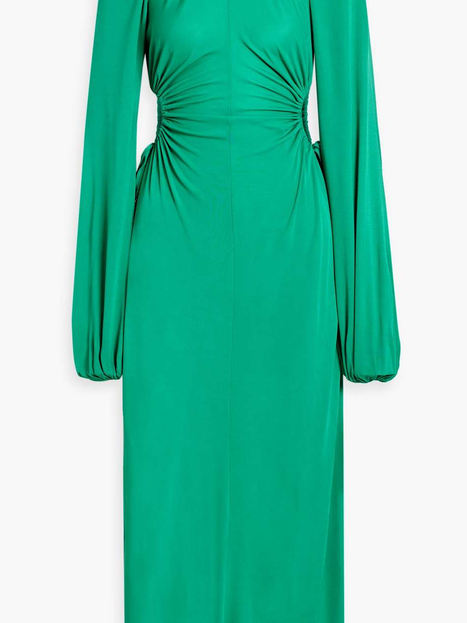 edie ruched cutout jersey midi dress