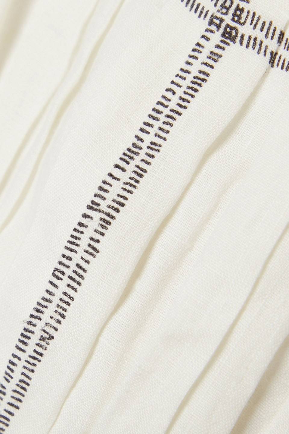 Emporio Sirenuse Dalia Cropped Shirred Linen Top In Ecru