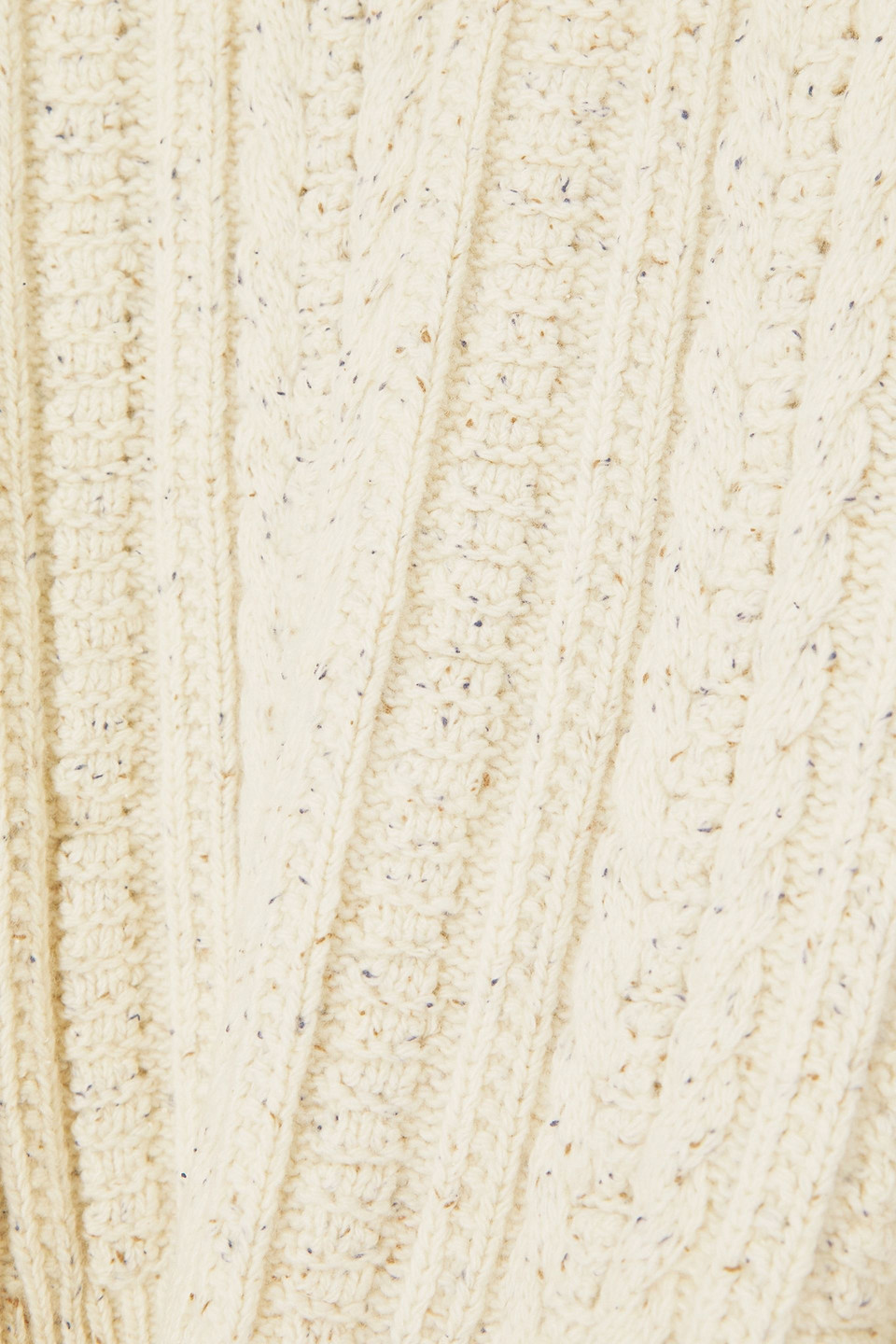 Totême Mélange Cable-knit Wool-blend Turtleneck Sweater In Beige