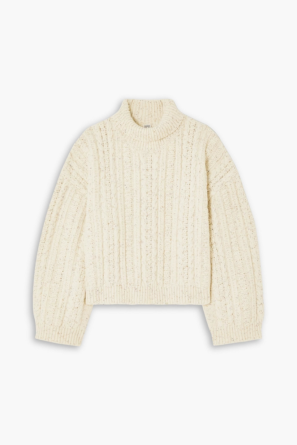 Totême Mélange Cable-knit Wool-blend Turtleneck Sweater In Beige