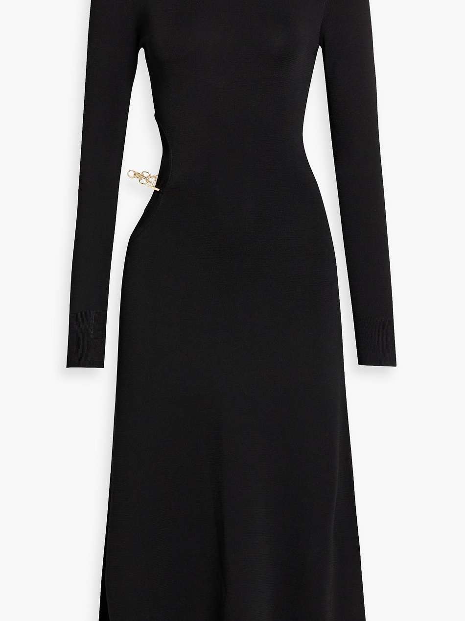 jayde cutout chain-embellished stretch-knit midi dress