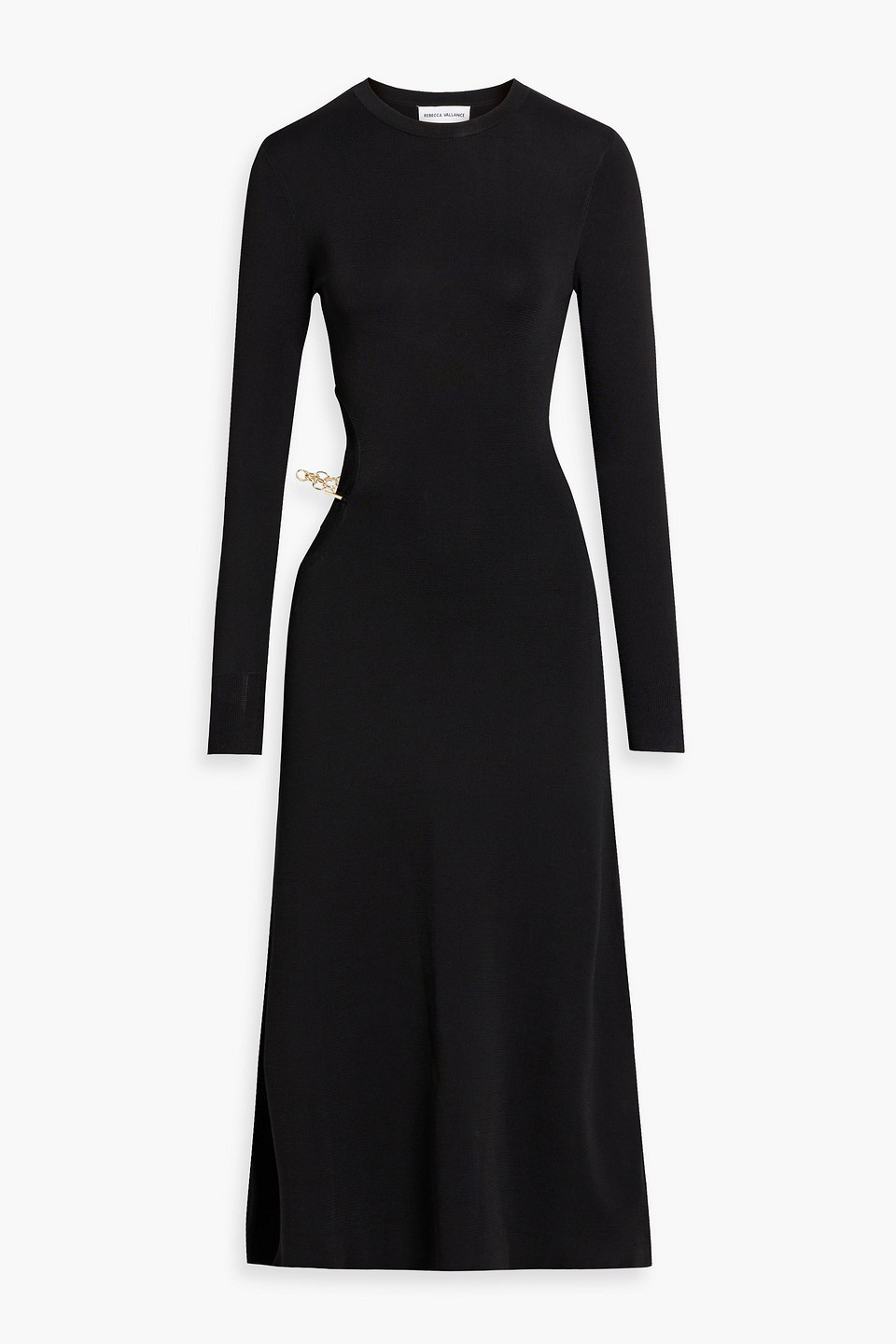 Rebecca Vallance Jayde Cutout Chain-embellished Stretch-knit Midi Dress In Black