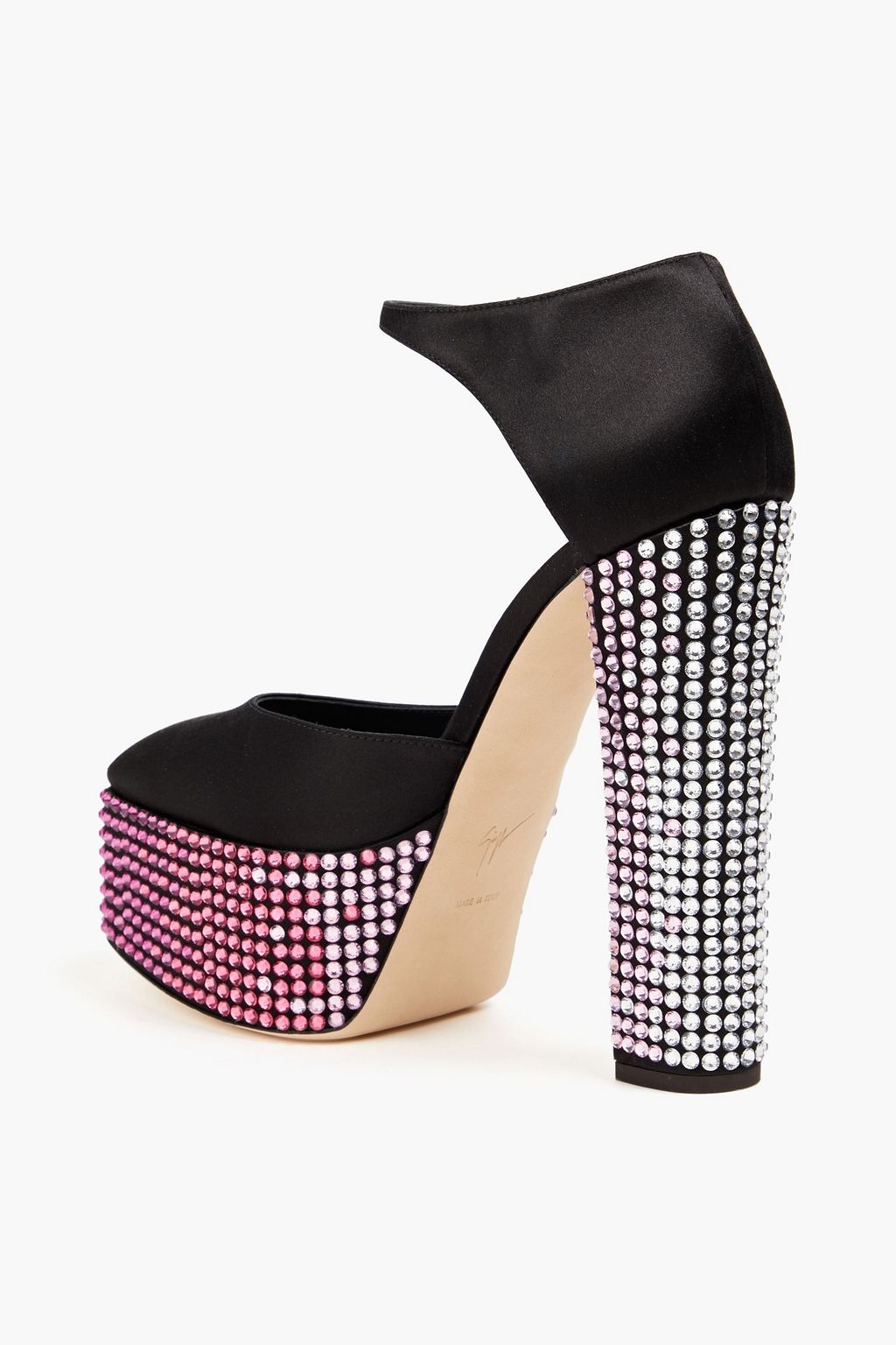 GIUSEPPE ZANOTTI Bebe crystal-embellished satin platform pumps