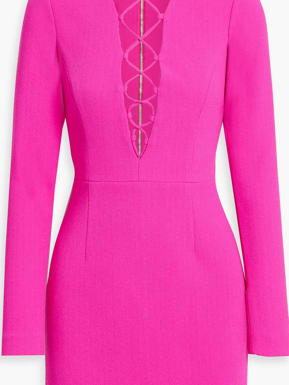 cupid's bow lace-up crepe mini dress