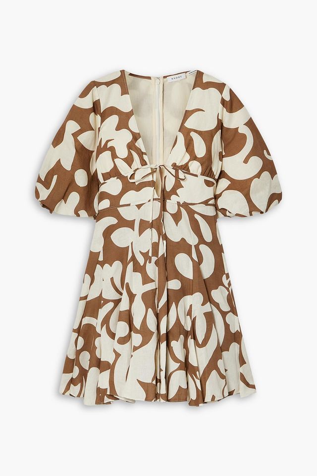Madeline printed linen and cotton-blend mini dress