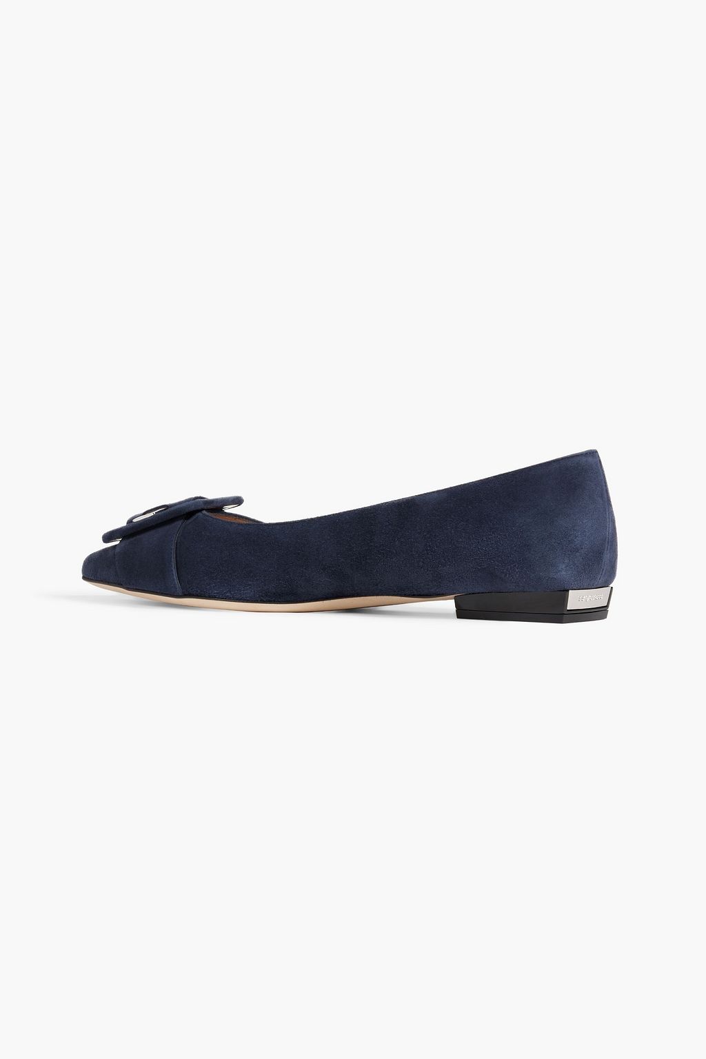 SERGIO ROSSI Buckle-detailed suede point-toe flats
