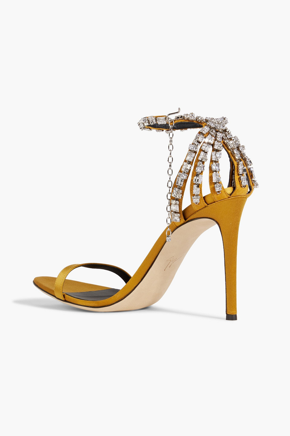 Shop Giuseppe Zanotti Adele Crystal Embellished Suede Sandals In Mustard