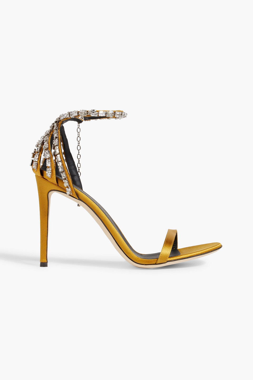 Shop Giuseppe Zanotti Adele Crystal Embellished Suede Sandals In Mustard