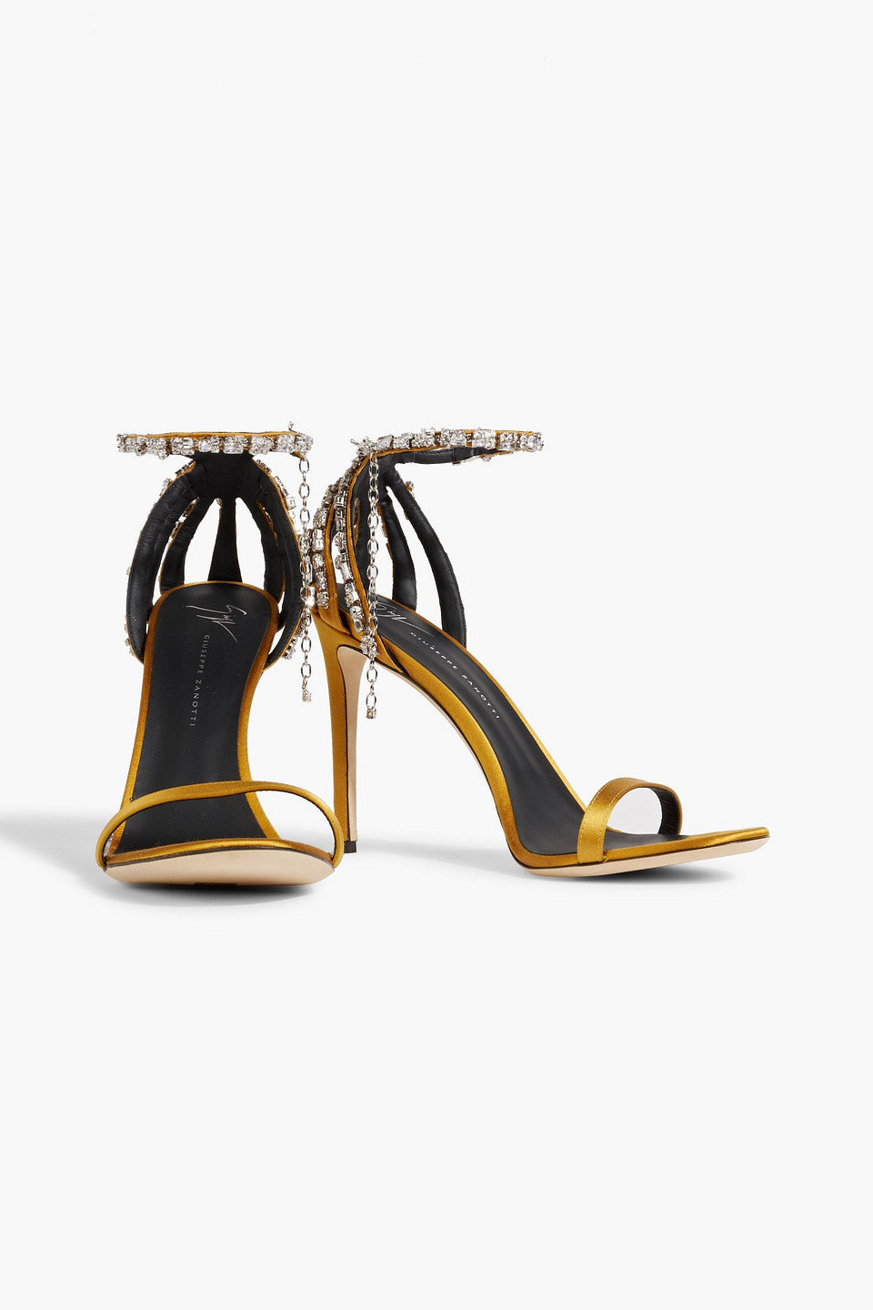 Shop Giuseppe Zanotti Adele Crystal Embellished Suede Sandals In Mustard