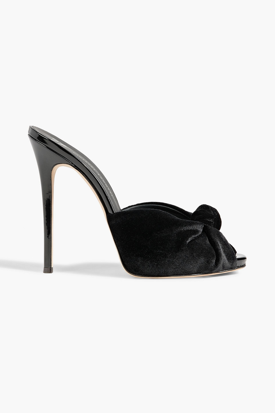 Shop Giuseppe Zanotti Bridget 110 Knotted Velvet Mules In Black