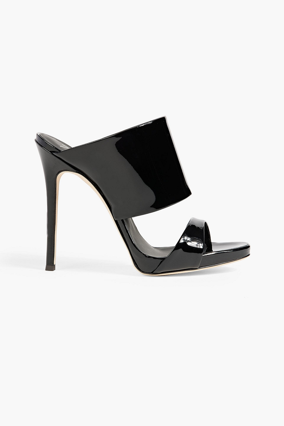 Shop Giuseppe Zanotti Andrea Faux Patent-leather Mules In Black