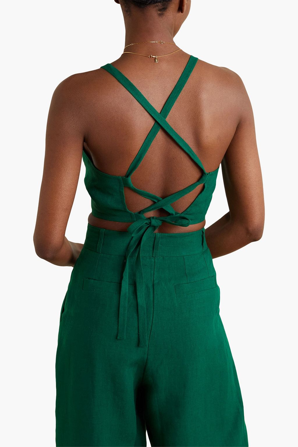 THREE GRACES LONDON Wendy Cropped Oberteil aus Leinen mit Cut-outs