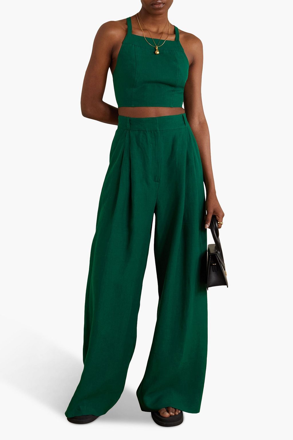 THREE GRACES LONDON Wendy Cropped Oberteil aus Leinen mit Cut-outs