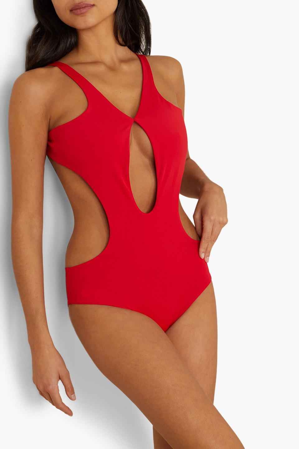  Maximilian - Streamline Badeanzug Mit Cut-outs - Rot - Uk 6 