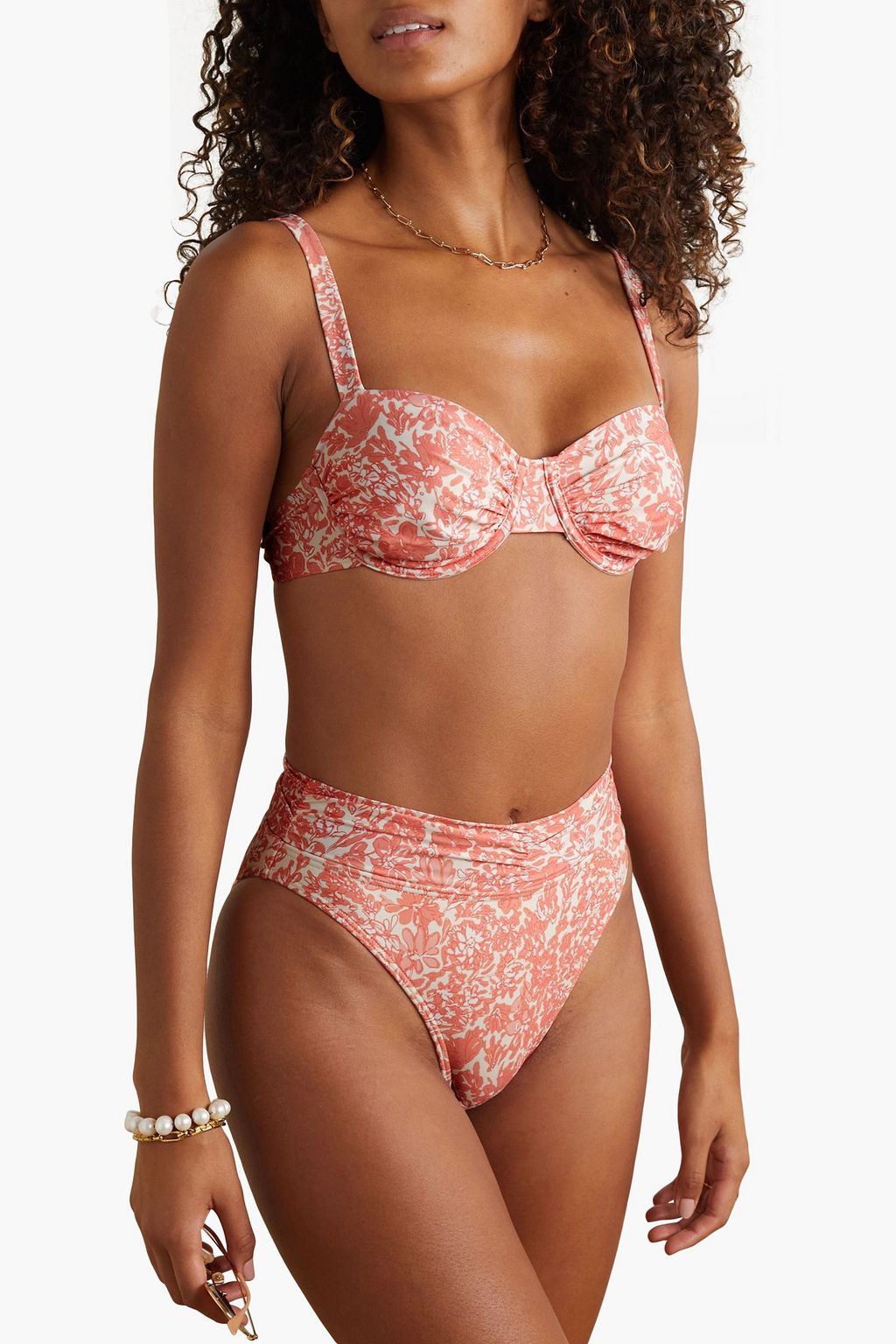 PEONY SWIMWEAR توب بيكيني «هوليداي» مُدعّم بأسلاك سفلية بتأثير مزموم مزين بطبعة الأزهار