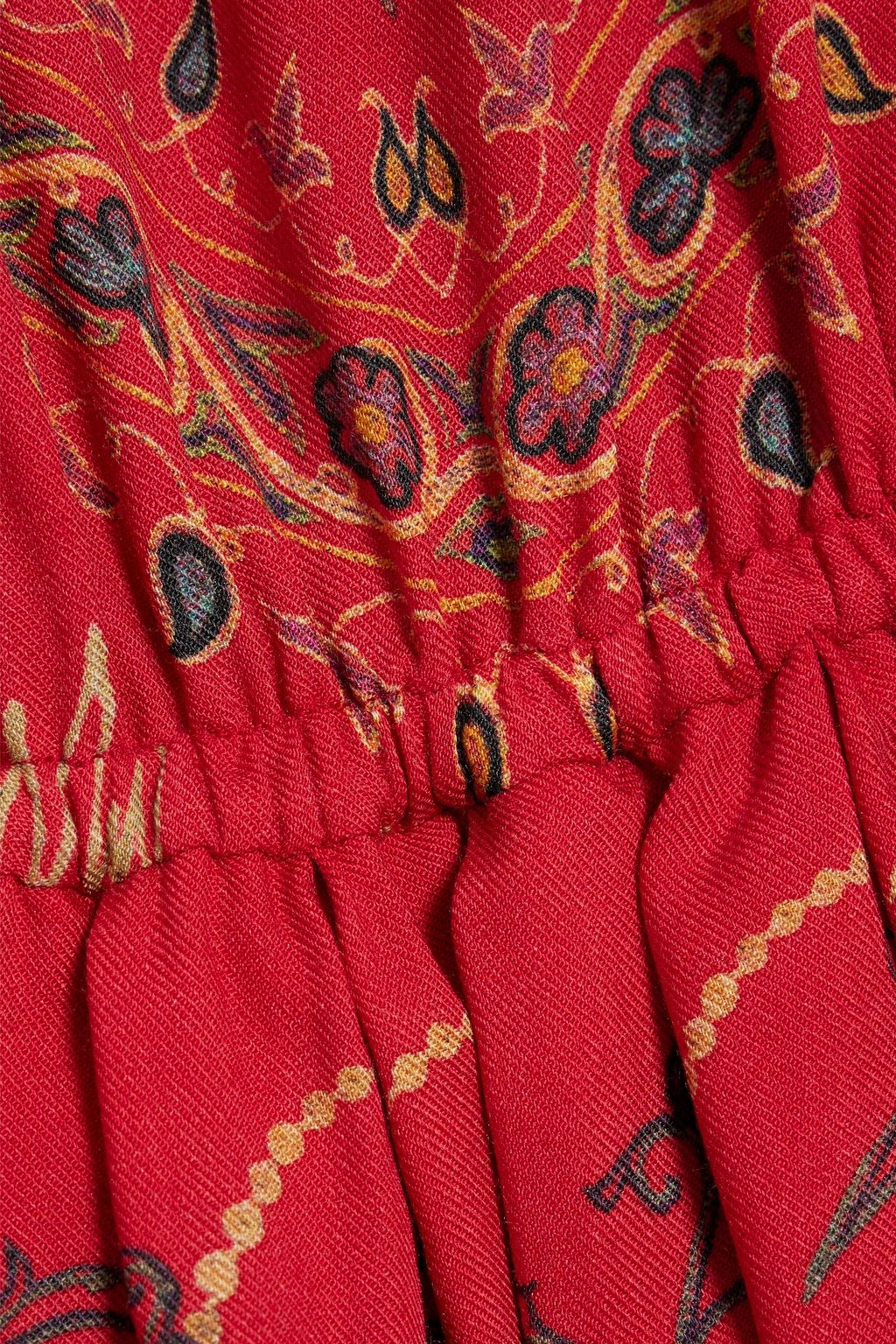 ETRO Gathered paisley-print wool and silk-blend mini dress