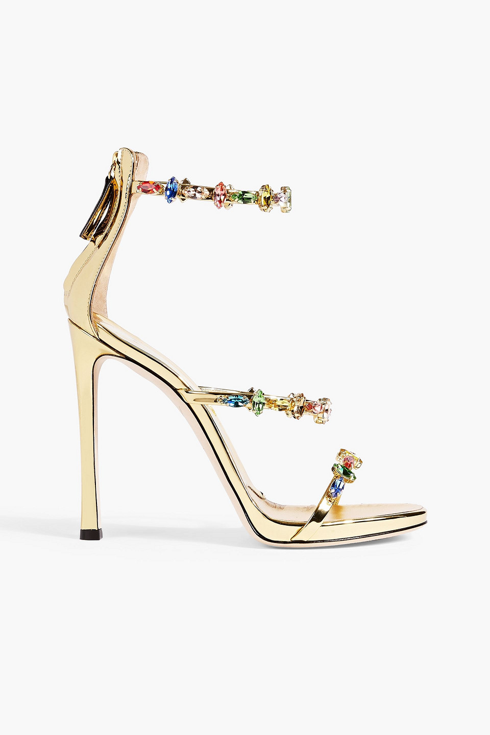 Giuseppe Zanotti Harmony Jeweled Metallic Three-band Sandals In Oro