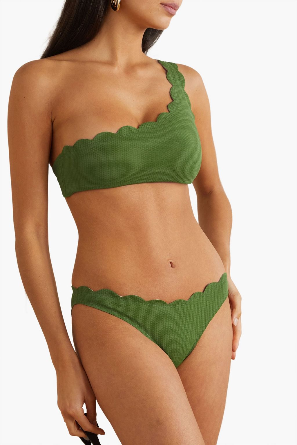 MARYSIA Santa Barbara one-shoulder textured stretch-crepe bikini top