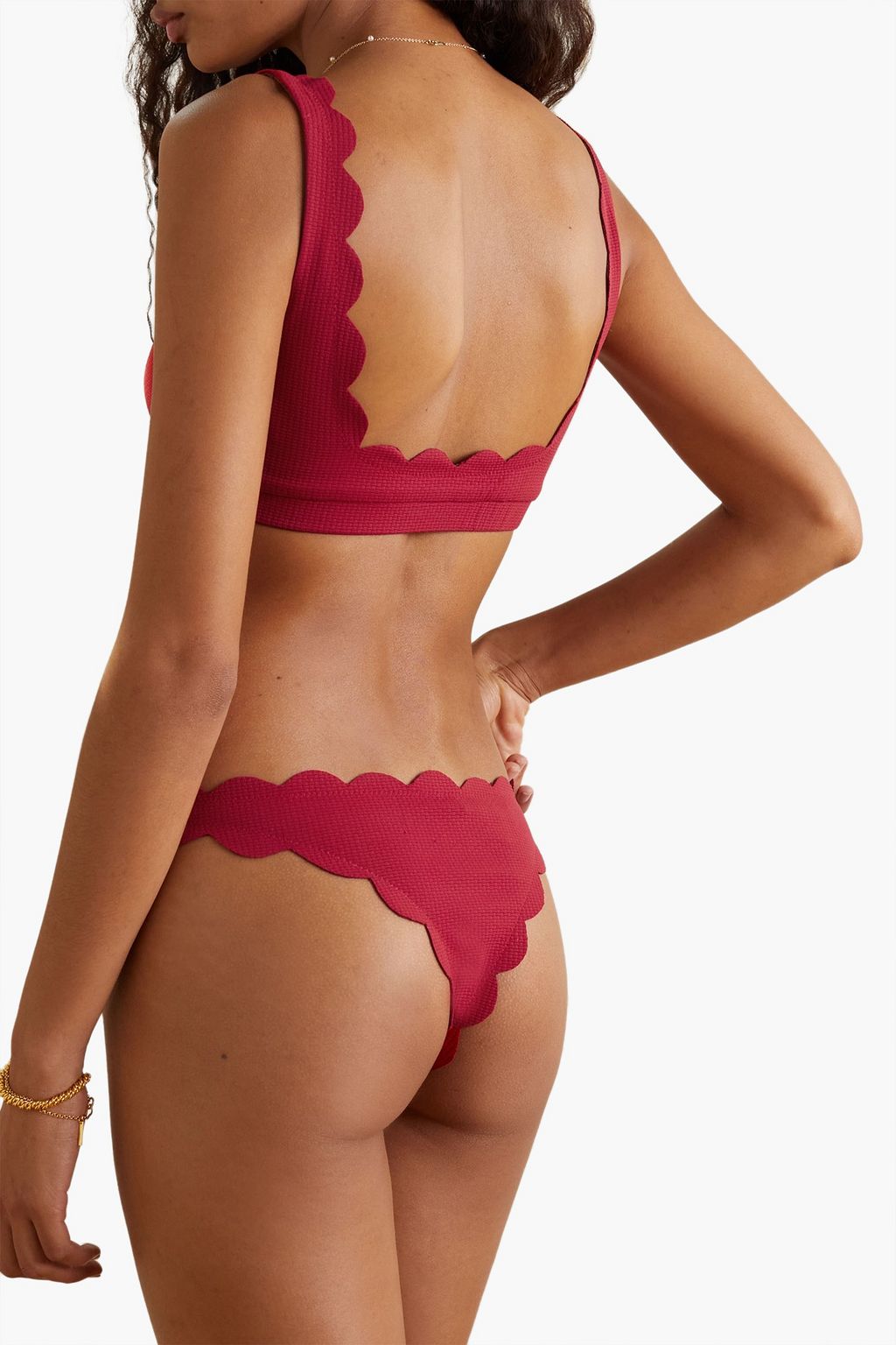 MARYSIA North textured stretch-crepe low-rise bikini briefs