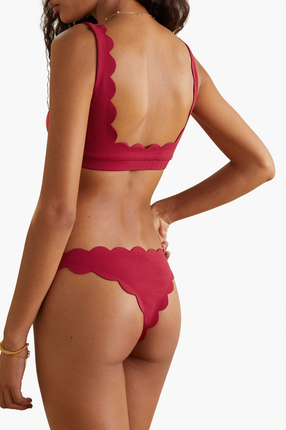 MARYSIA NORTH REVERSIBLE SCALLOPED SEERSUCKER MID-RISE BIKINI BRIEFS