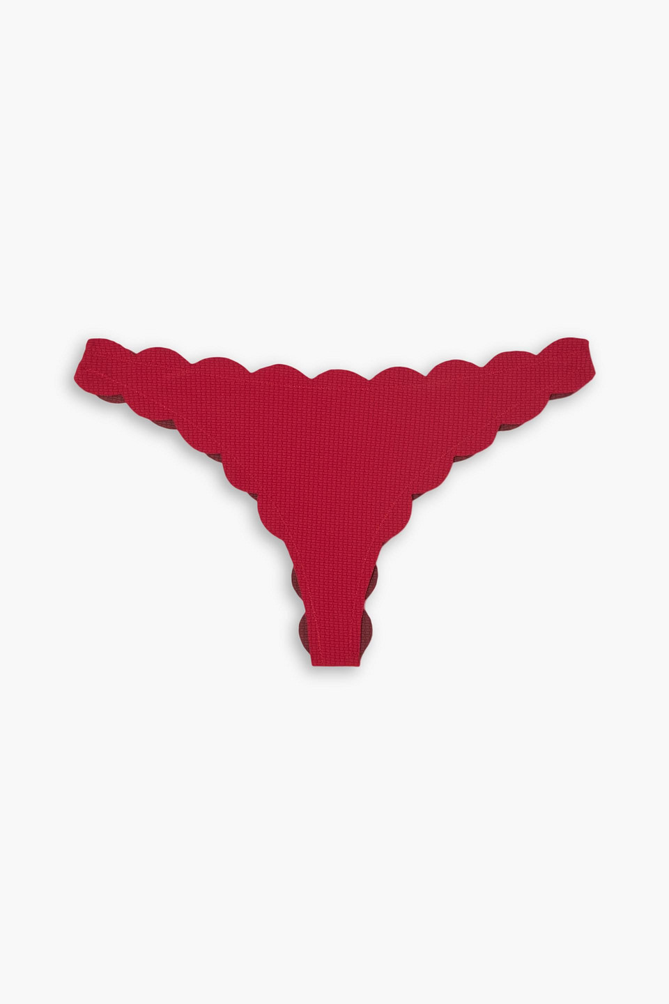 Marysia North Reversible Scalloped Seersucker Mid-rise Bikini Briefs In Red