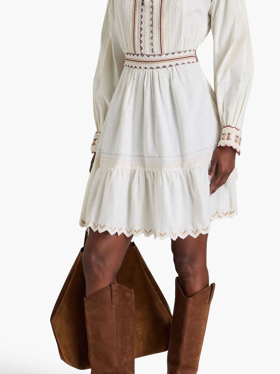 embroidered cotton mini dress