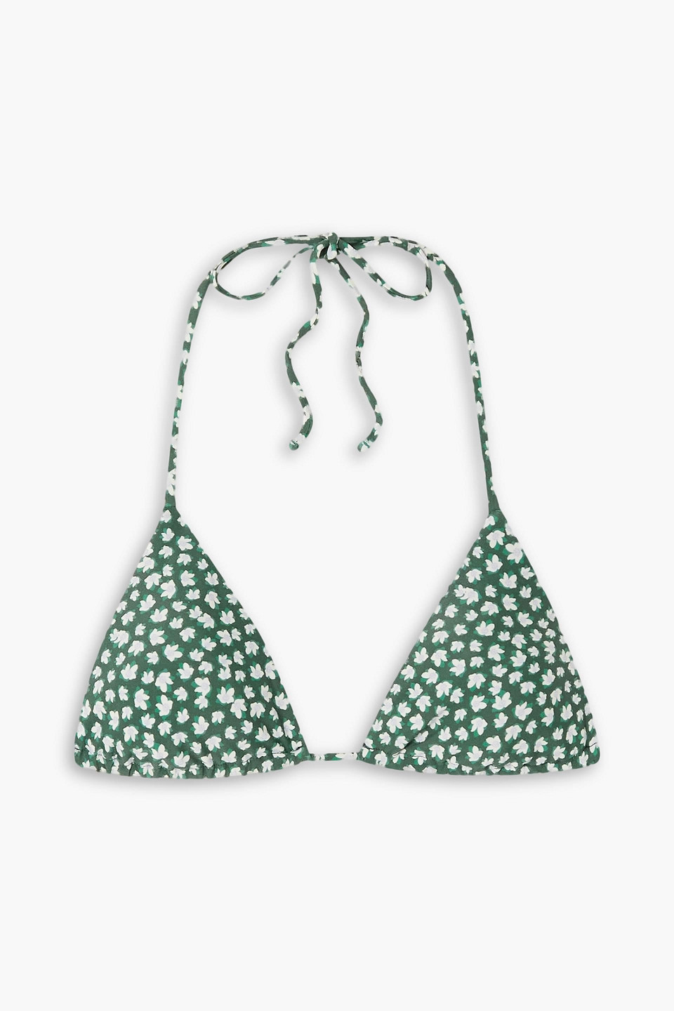 Matteau The String Floral-print Triangle Bikini Top In Emerald
