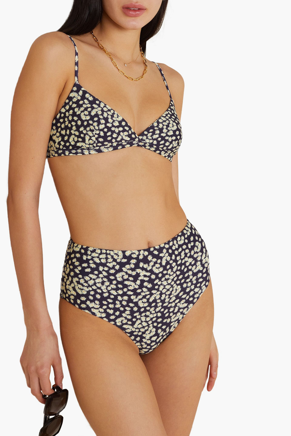 MATTEAU THE CROP PRINTED TRIANGLE BIKINI TOP