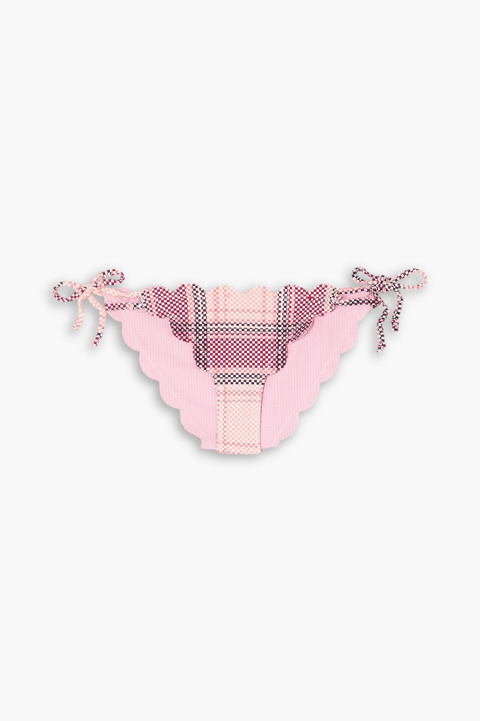 Marysia Mott Reversible Checked Stretch-seersucker Low-rise Bikini Briefs In Red