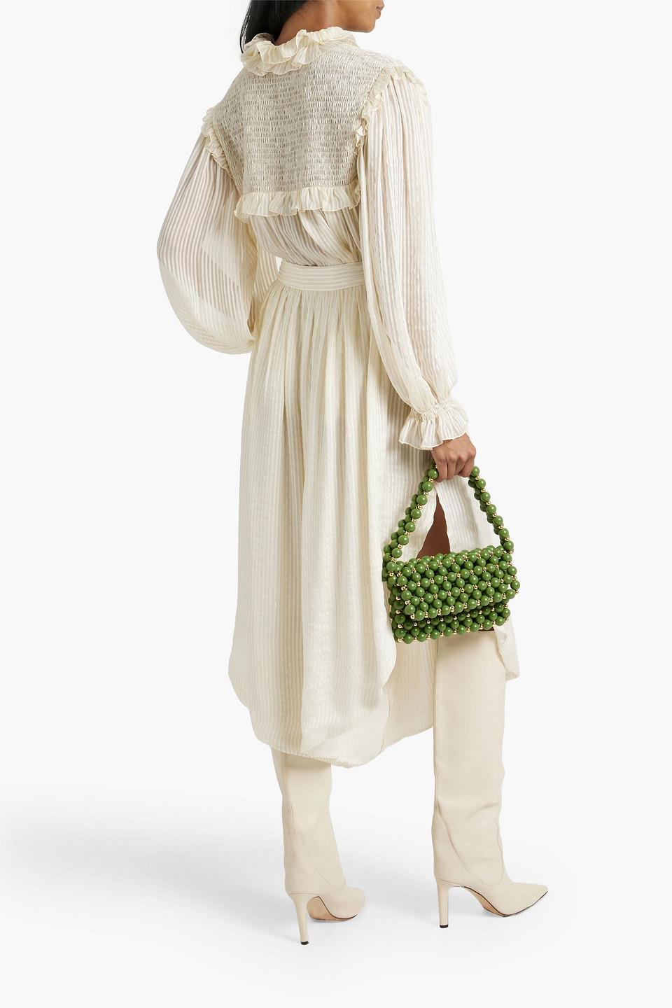 Etro Lurex-stripe Silk Culottes In Cream
