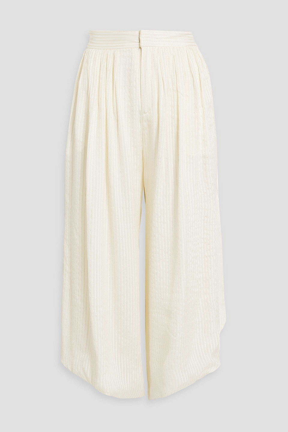 Etro Lurex-stripe Silk Culottes In Cream