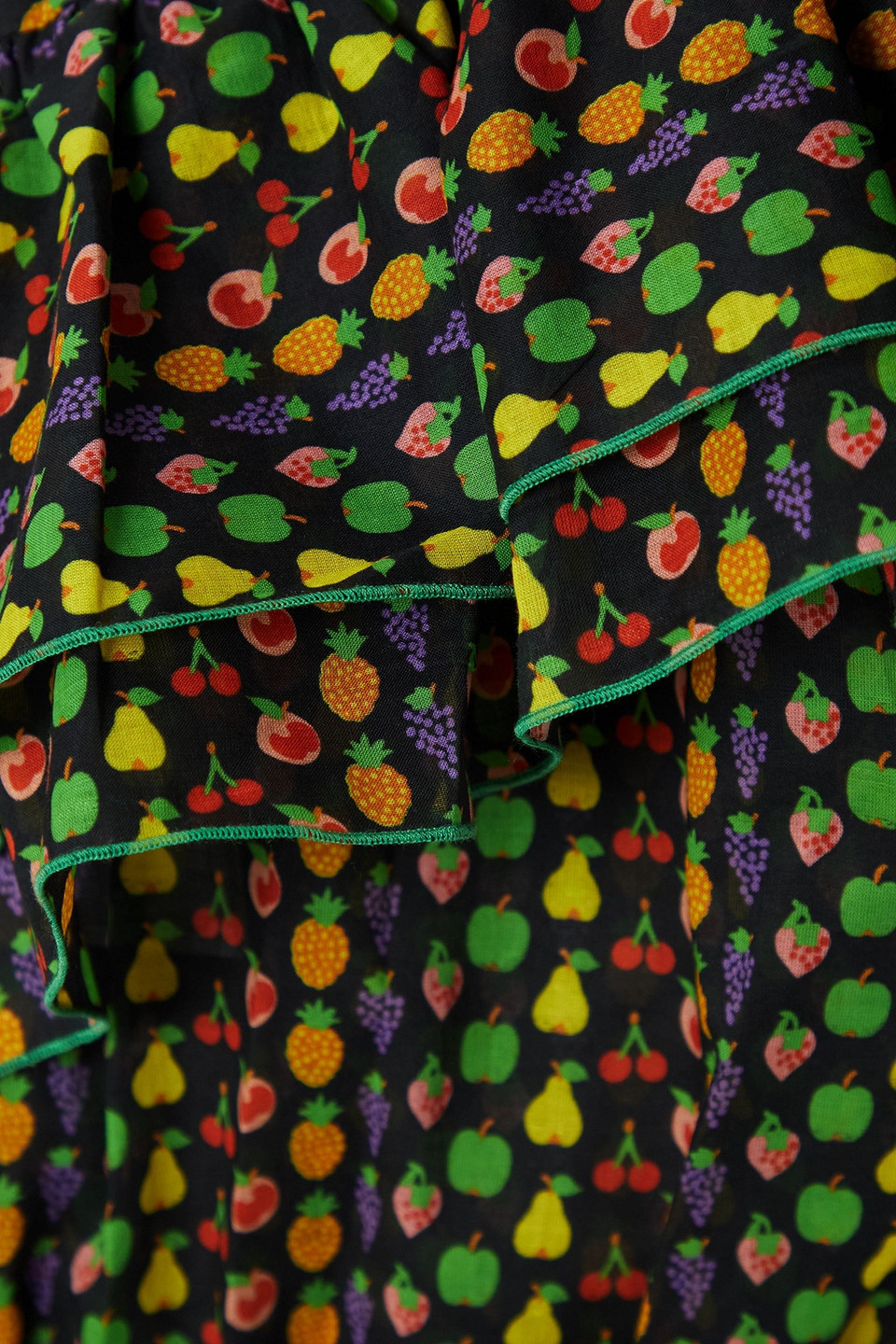 Loretta Caponi Livia One-shoulder Ruffled Printed Cotton-voile Top In Green