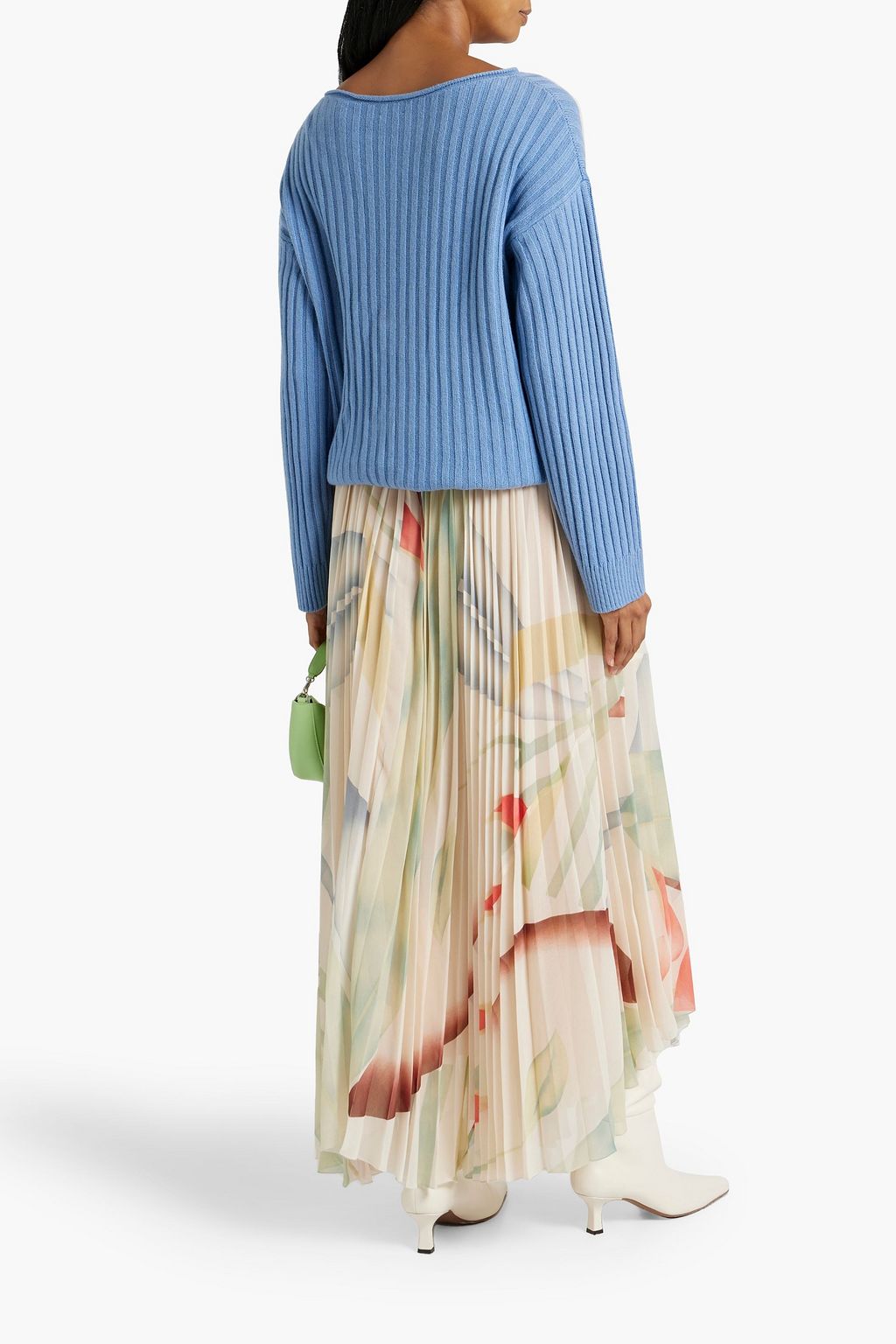 ETRO クレープ マキシラップスカート プリーツ&プリント入り