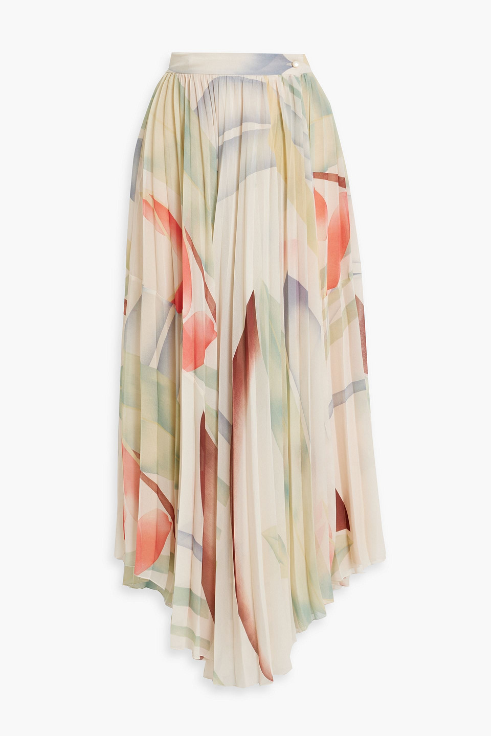 Etro Foliage Print Plisse Skirt In Beige