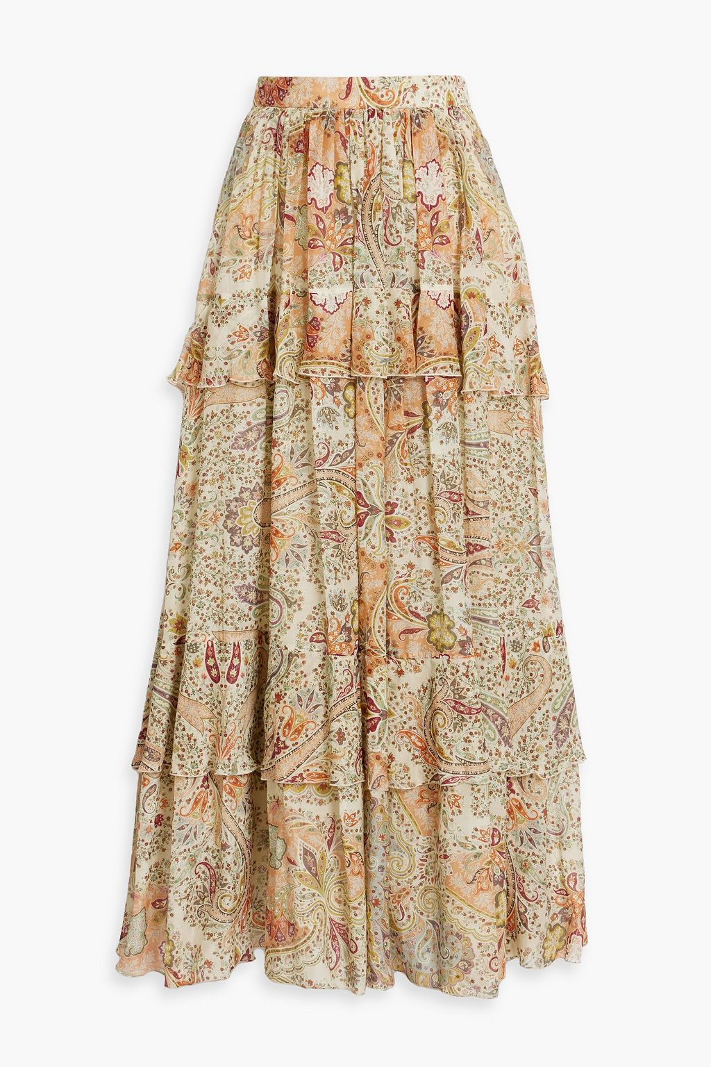 ETRO Ruffled paisley print cotton and silk blend voile maxi skirt